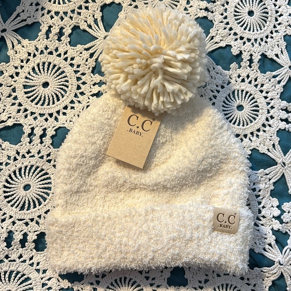 C.C Other - C.C baby super soft‎ beanie with poms cream